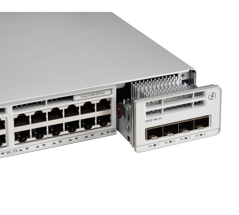 C9200L-48P-4X-E 	  Catalyst 9200L 48-port PoE+ 4x10G uplink Switch, Network Essentials