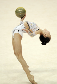 张豆豆在第十一届全运会艺术体操比赛中