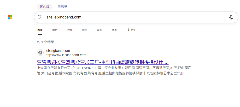 上海雷兴弯管有限公司 - 必应收录搜索截图