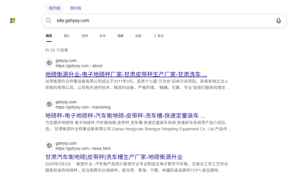 甘肃衡源升业称重设备有限公司 - 必应收录搜索截图