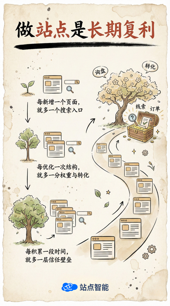 独立站运营是复利型长期投资，时间是你最可靠的伙伴